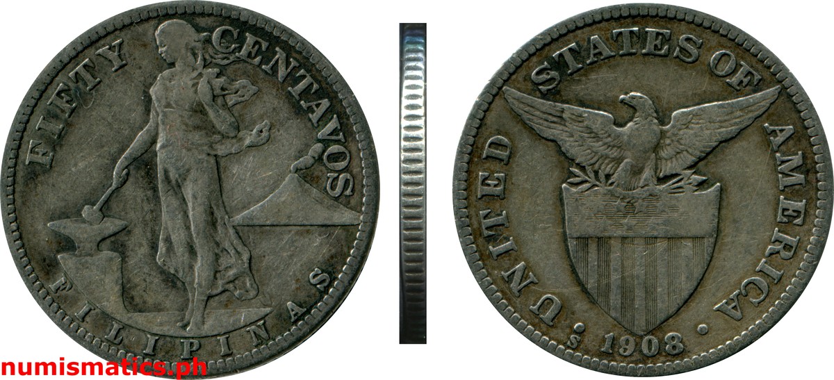 1908 S Fifty Centavos Under U.S. Sovereignty Coin