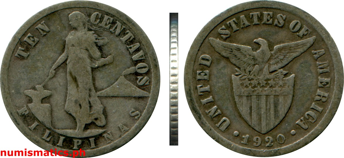 1920 Ten Centavos Under U.S. Sovereignty Coin