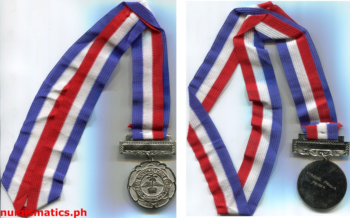 Quezon National High School Lucena City Second Honors Medal with Ribbon