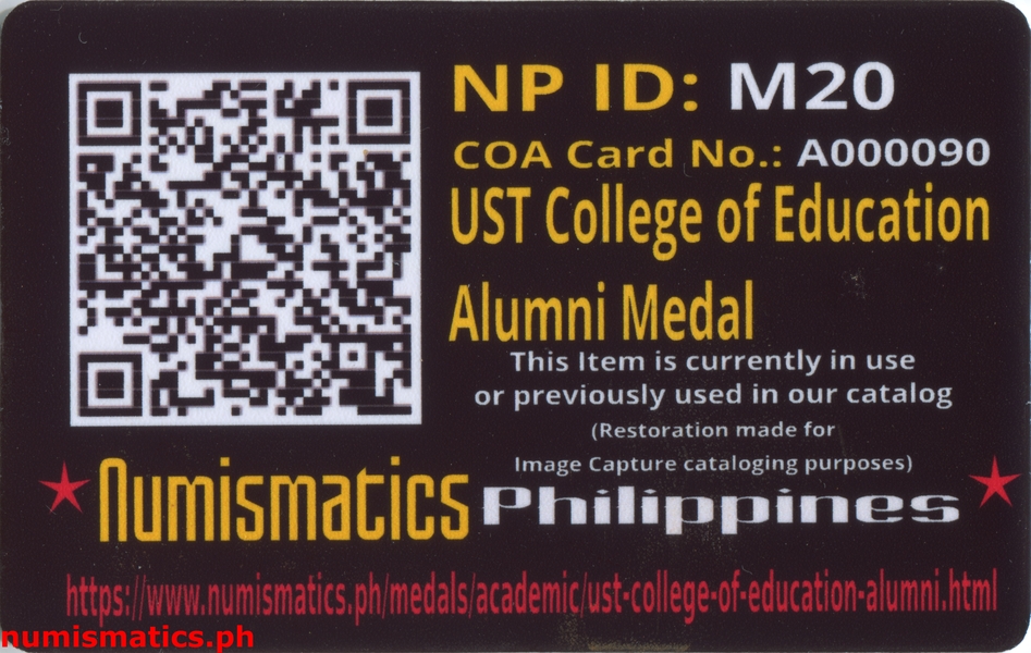 UST College of Education Alumni Medal A000090 Card Reverse