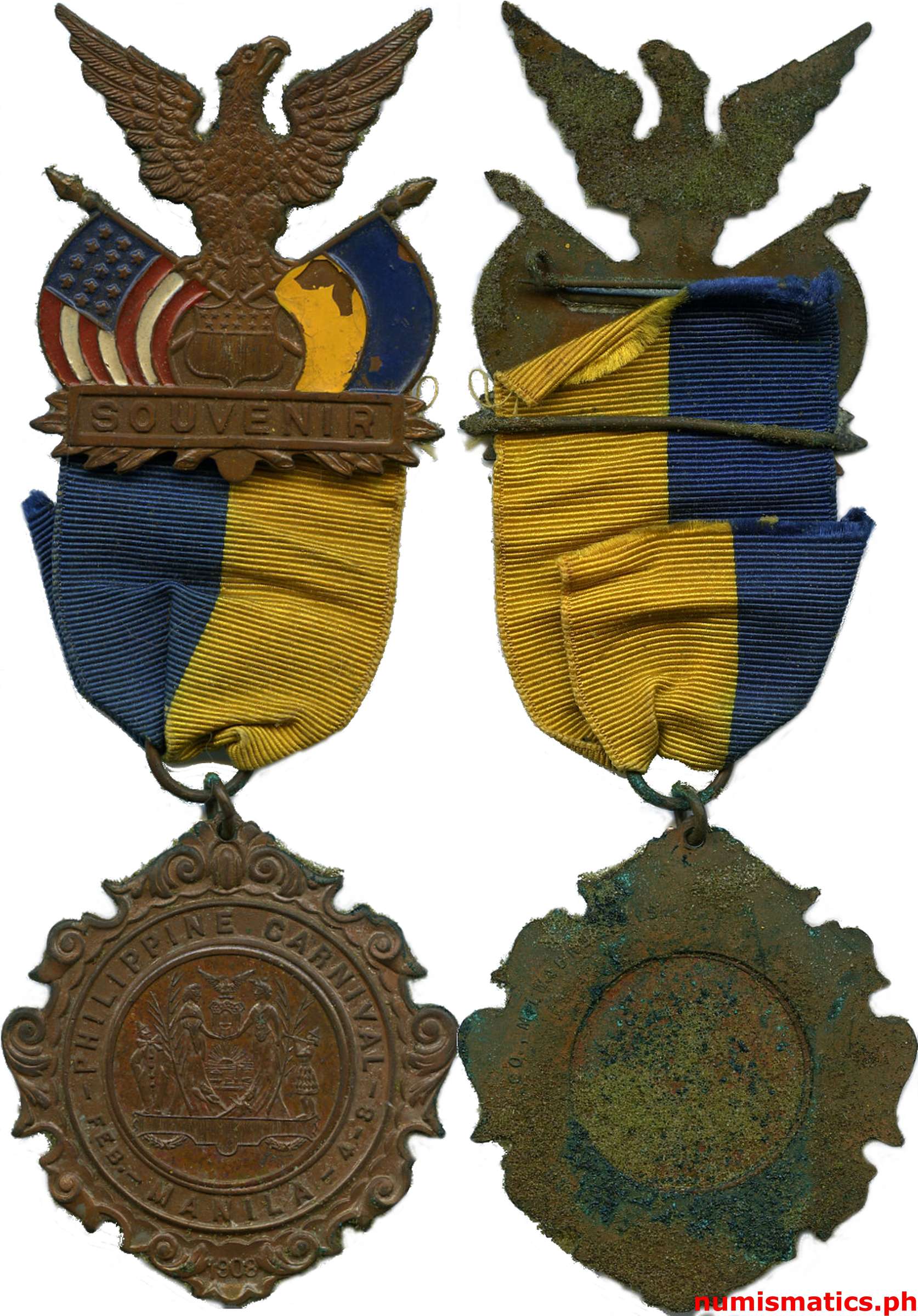 1908 Philippine Carnival Manila Medal Ribbon Bronze