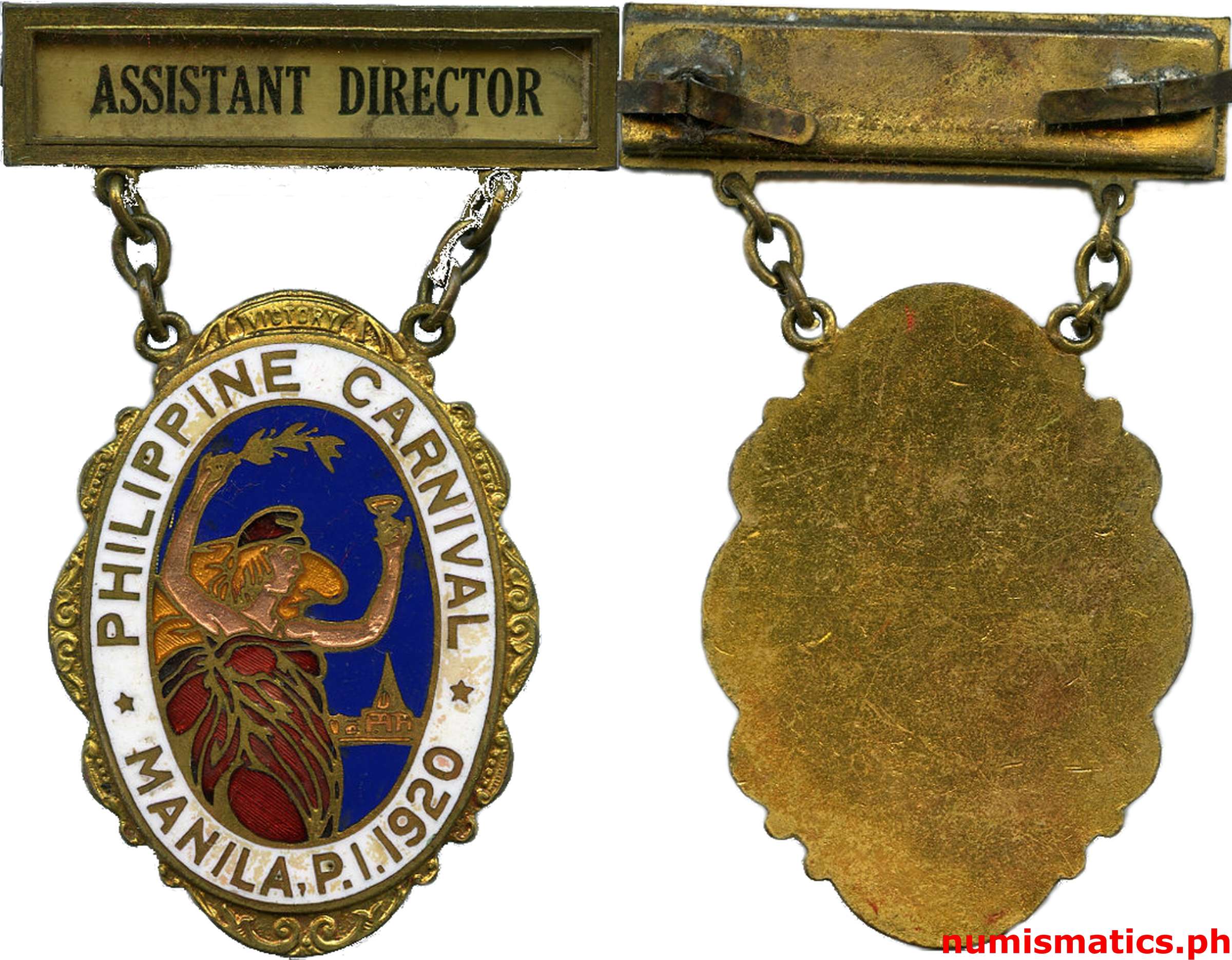 1920 Philippine Carnival Manila Medal Assistant Director Bar