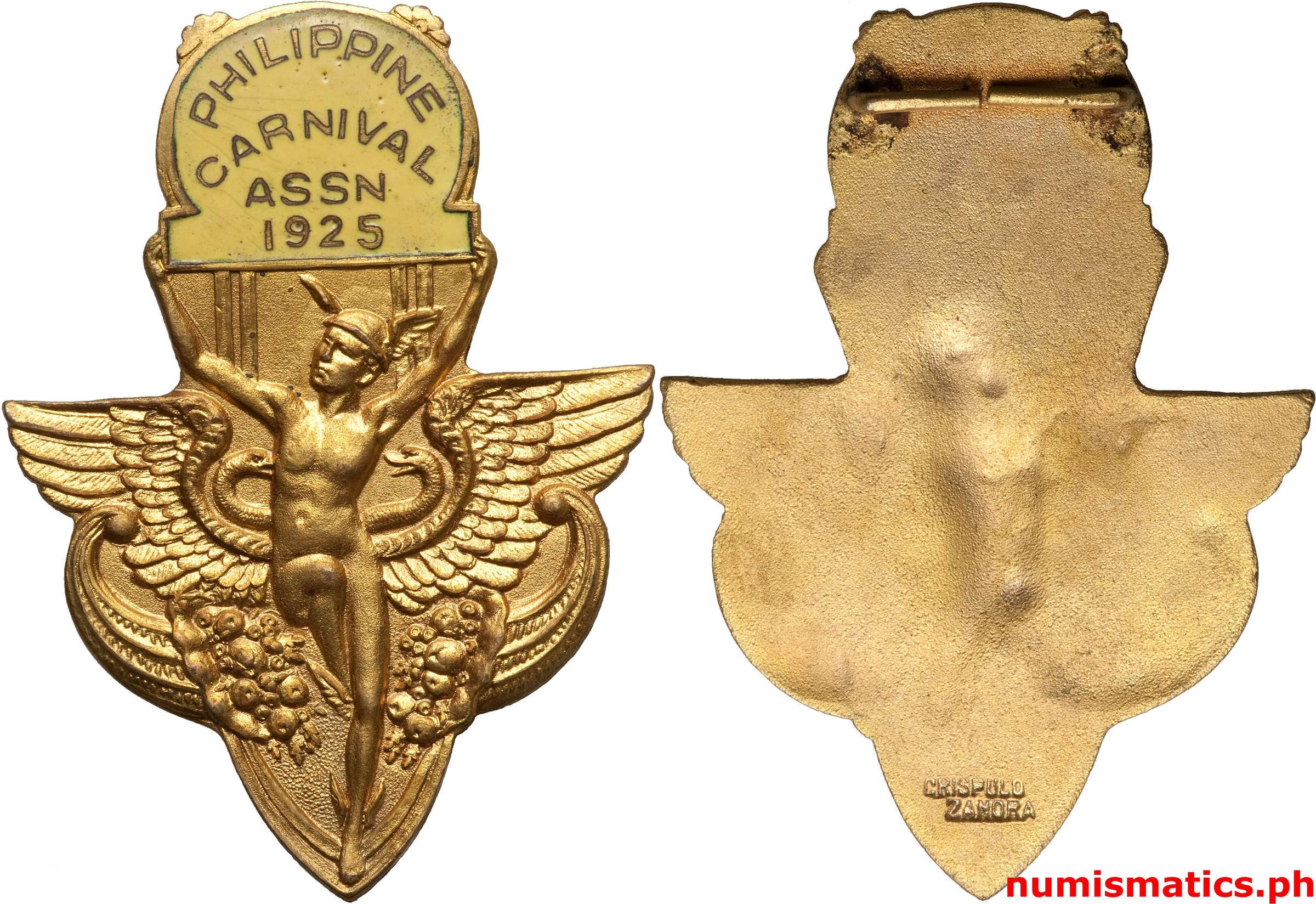 1925 Philippine Carnival Association Medal Yellow Enamel