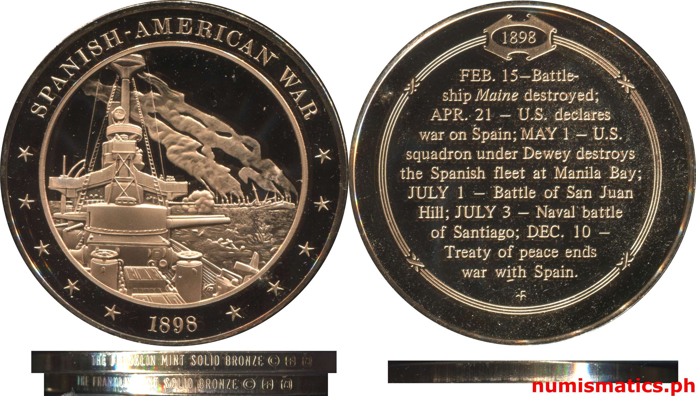 1973 Spanish - American War at Manila Bay Medal