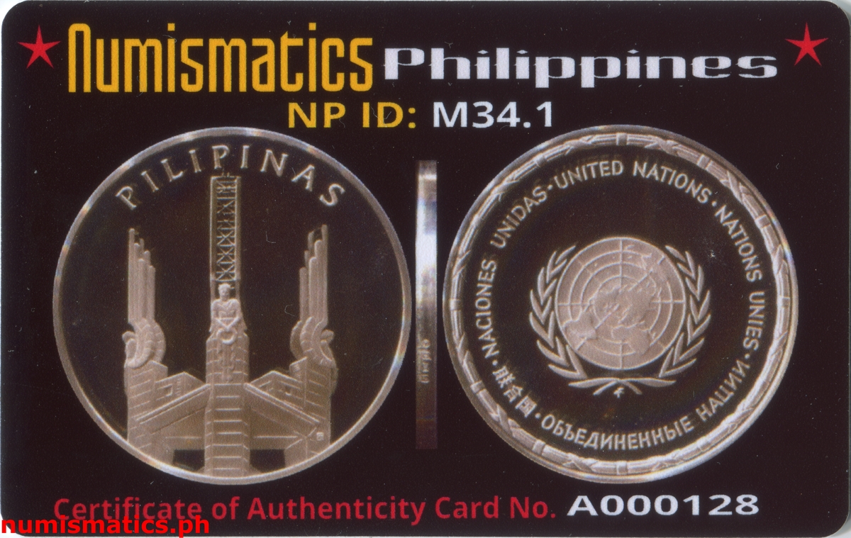 1980 Pilipinas The Medals of the Nations of the World First Edition Medal A000128 COA Card Obverse