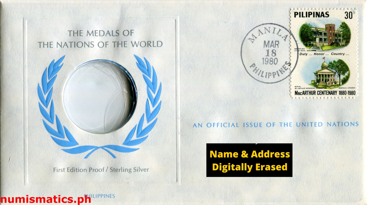 1980 Pilipinas The Medals of the Nations of the World First Edition Medal A000128 Envelop