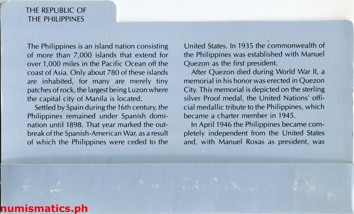 1980 Pilipinas The Medals of the Nations of the World First Edition Medal A000128 Literature 1