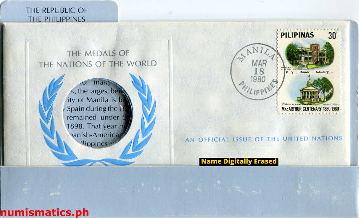 1980 Pilipinas The Medals of the Nations of the World First Edition Medal A000128 Package