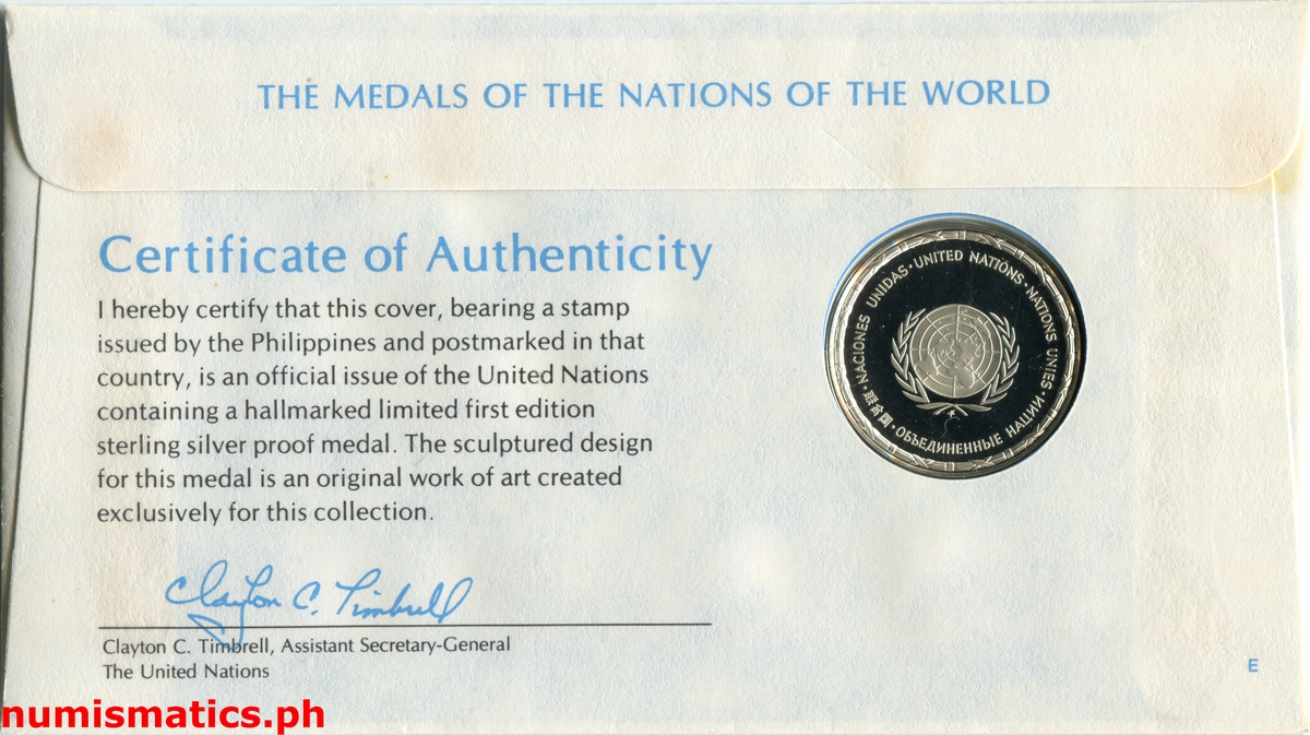 1980 Pilipinas The Medals of the Nations of the World First Edition Medal COA