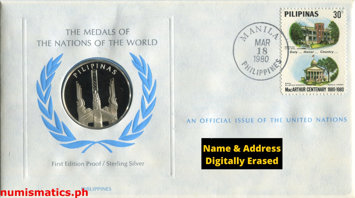 1980 Pilipinas The Medals of the Nations of the World First Edition Medal Envelop