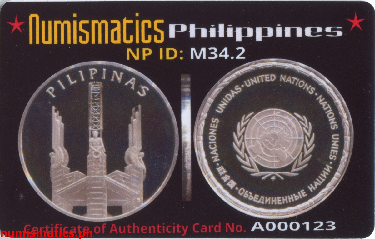 1980 Pilipinas The Medals of the Nations of the World Limited Edition Medal A000123 COA Card Obverse