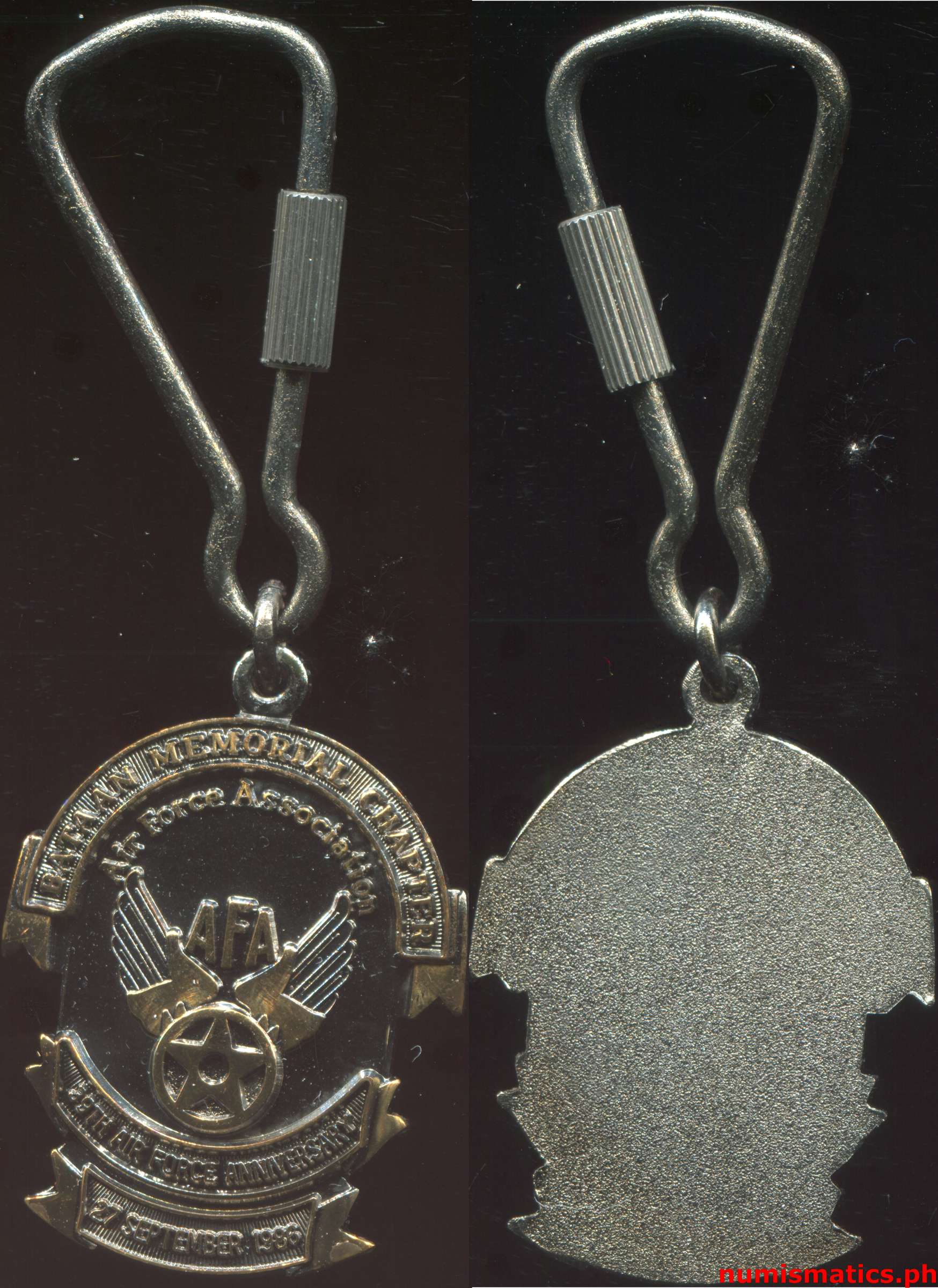 1986 Bataan Memorial Chapter 39th Air Force Anniversary Medal Keychain