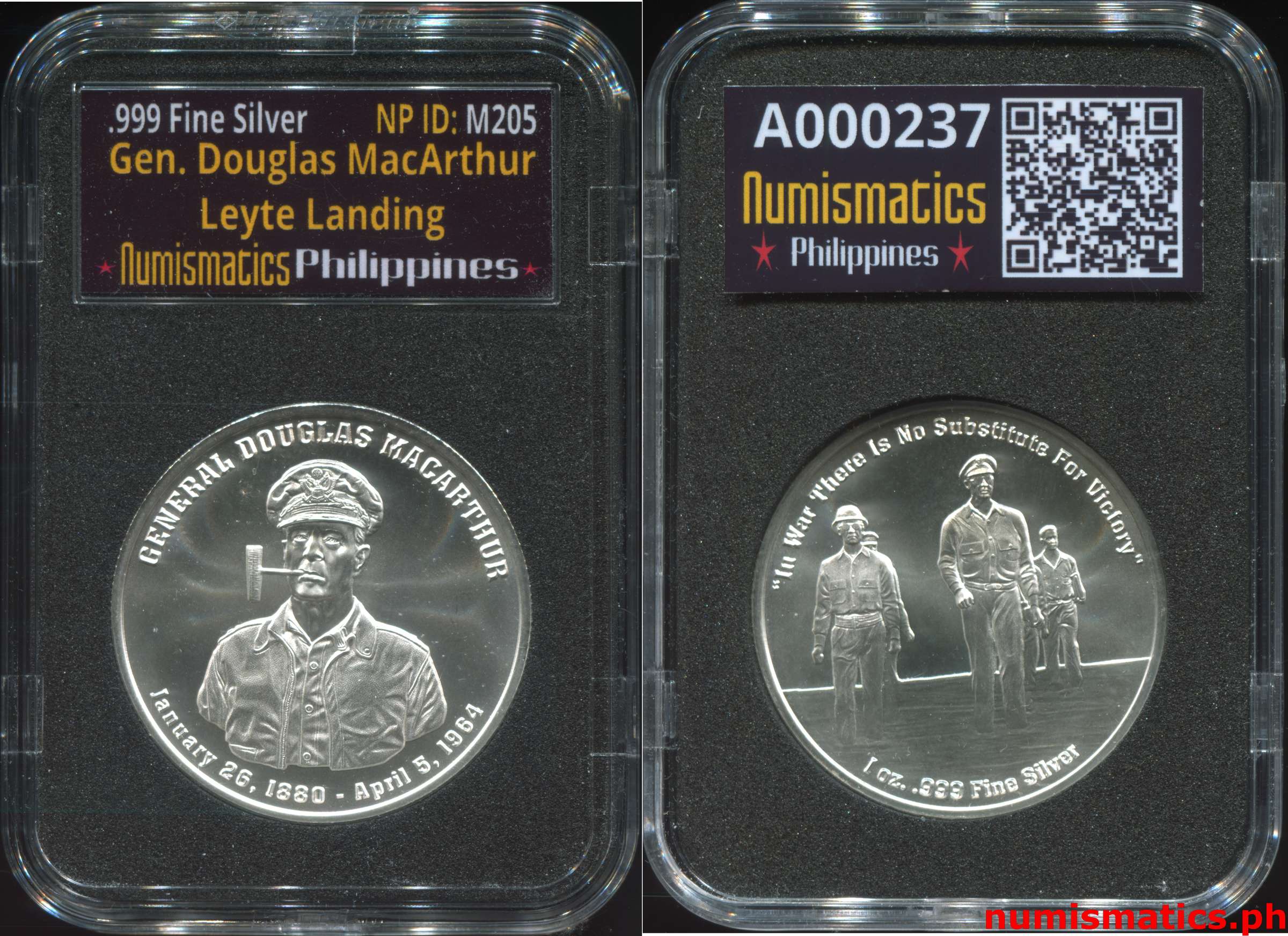 Early 2022 General Douglas Macarthur Leyte Landing Bullion Medal A000237 Slab