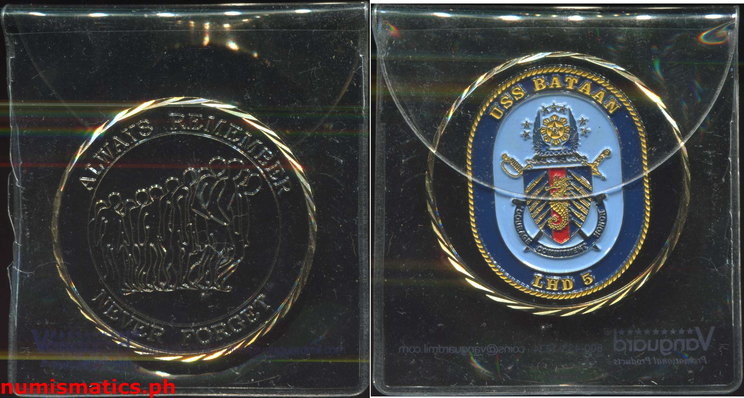 USS Bataan LHD 5 Always Remember Never Forget Challenge Coin Sleeve