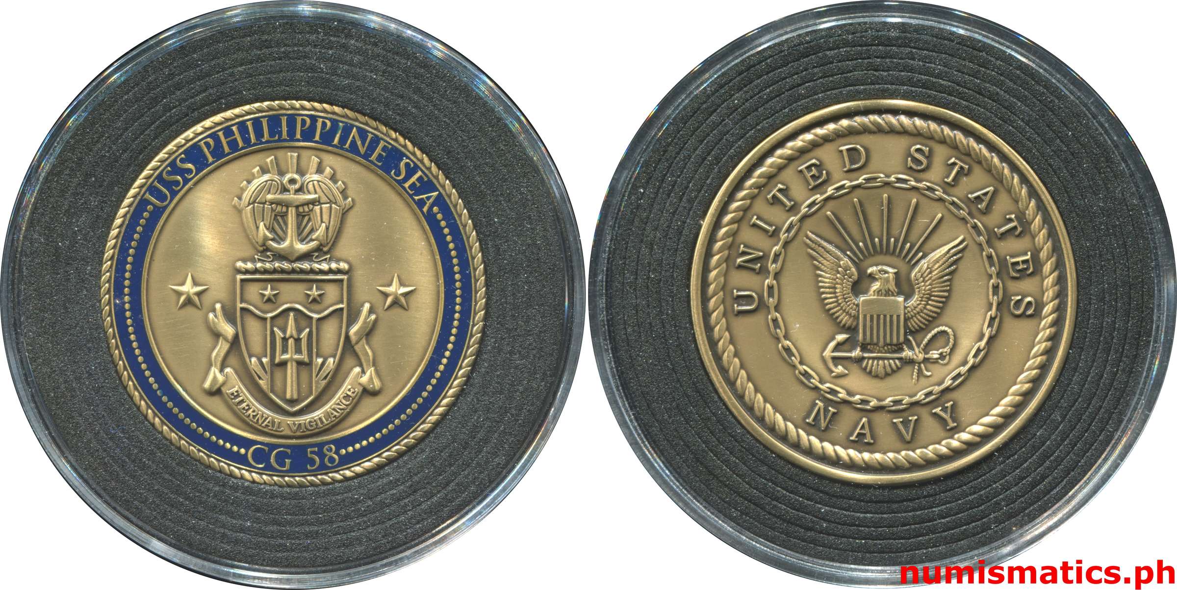 USS Philippine Sea - CG 58 Eternal Vigilance Challenge Coin A000258 Capsule