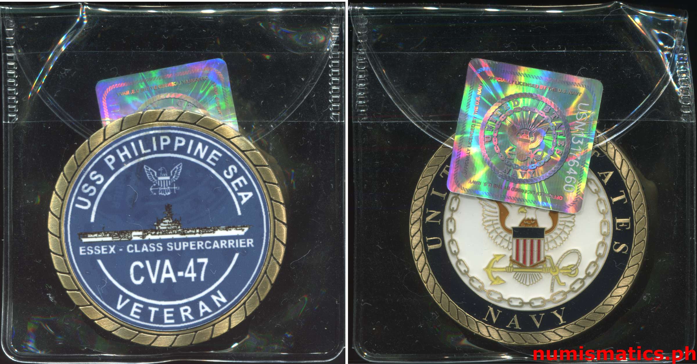 USS Philippine Sea CVA-47 Veteran Challenge Coin Flip