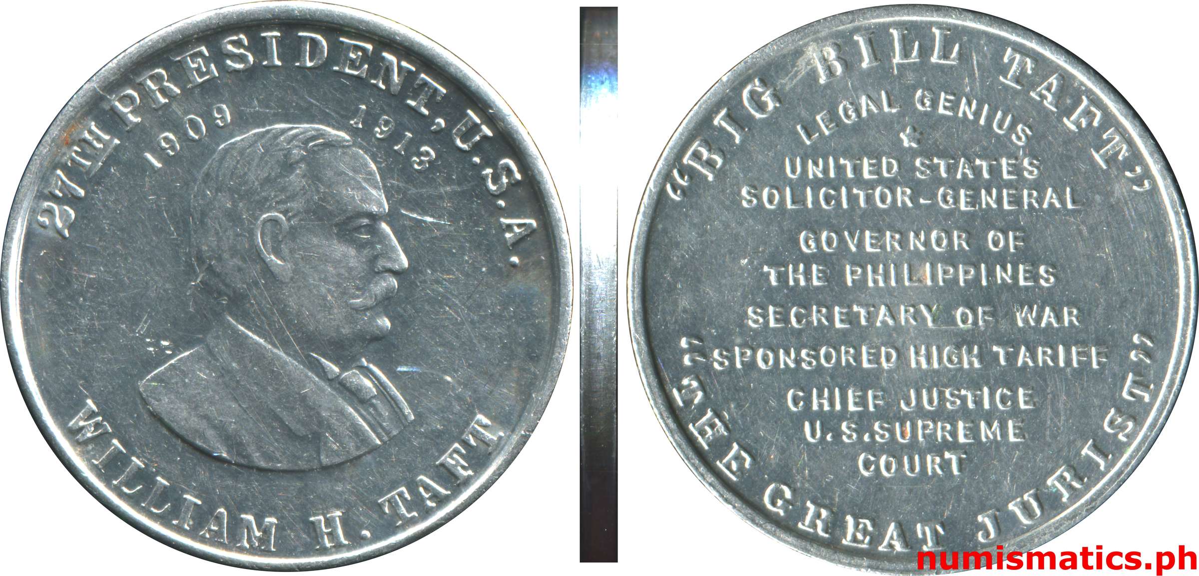 William H. Taft - Governor of the Philippines Medal Aluminum