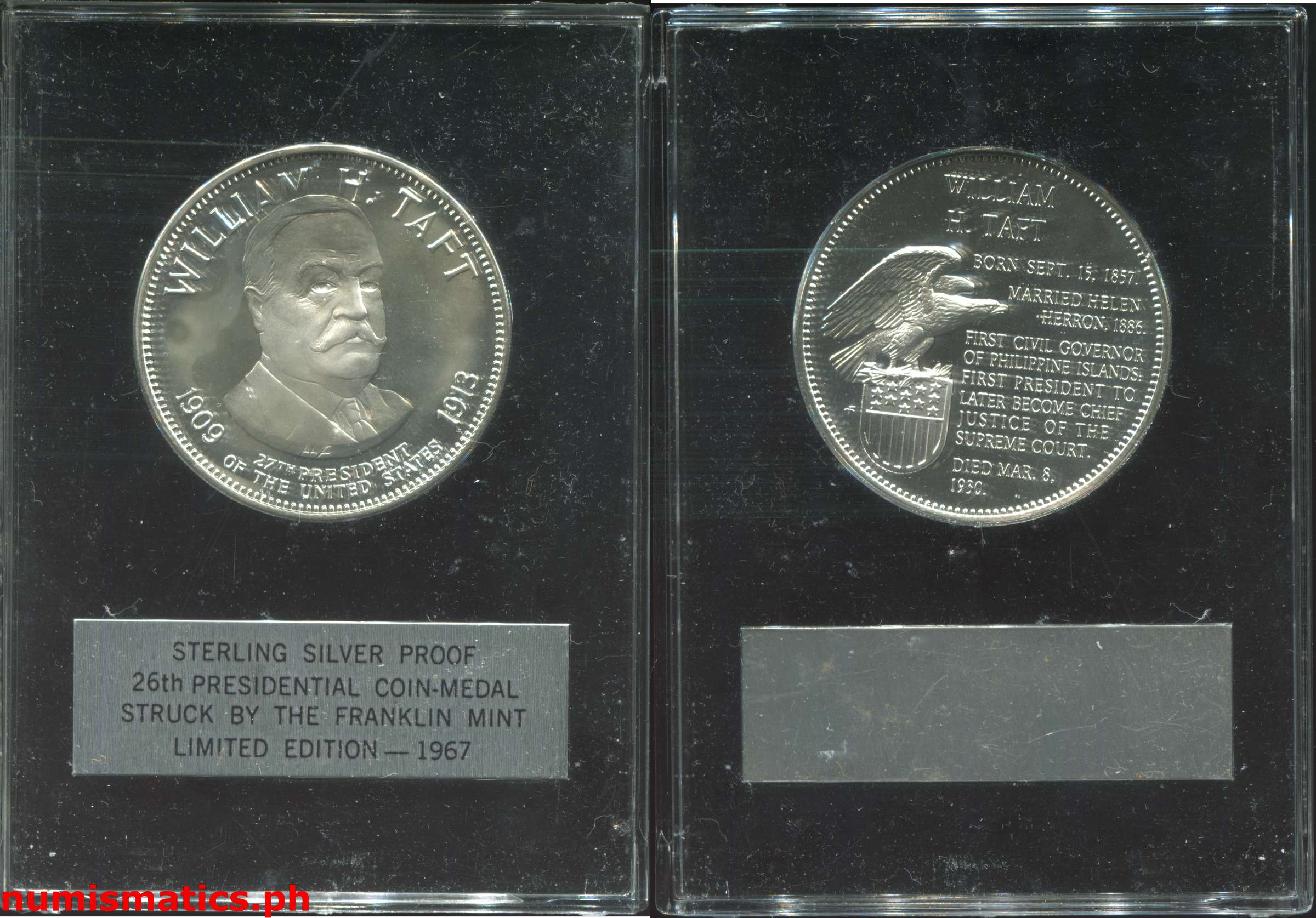 1967 William H. Taft - Philippine Islands Silver Medal Case