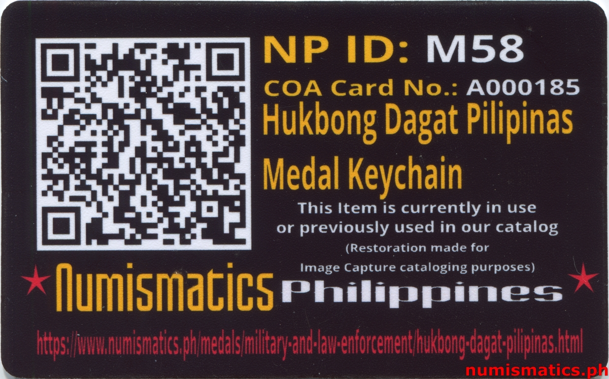 Hukbong Dagat Pilipinas Medal Keychain A000185 COA Card Reverse