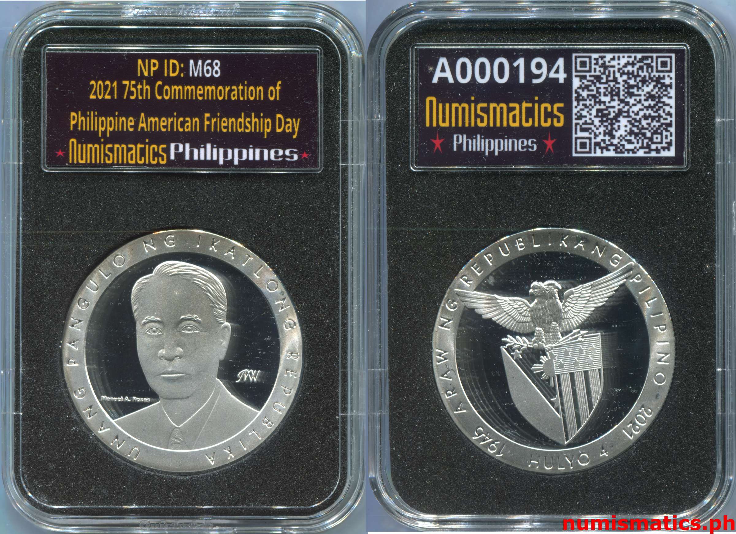 2021 75th Commemoration of Philippine American Friendship Day Medal A000194 Slab