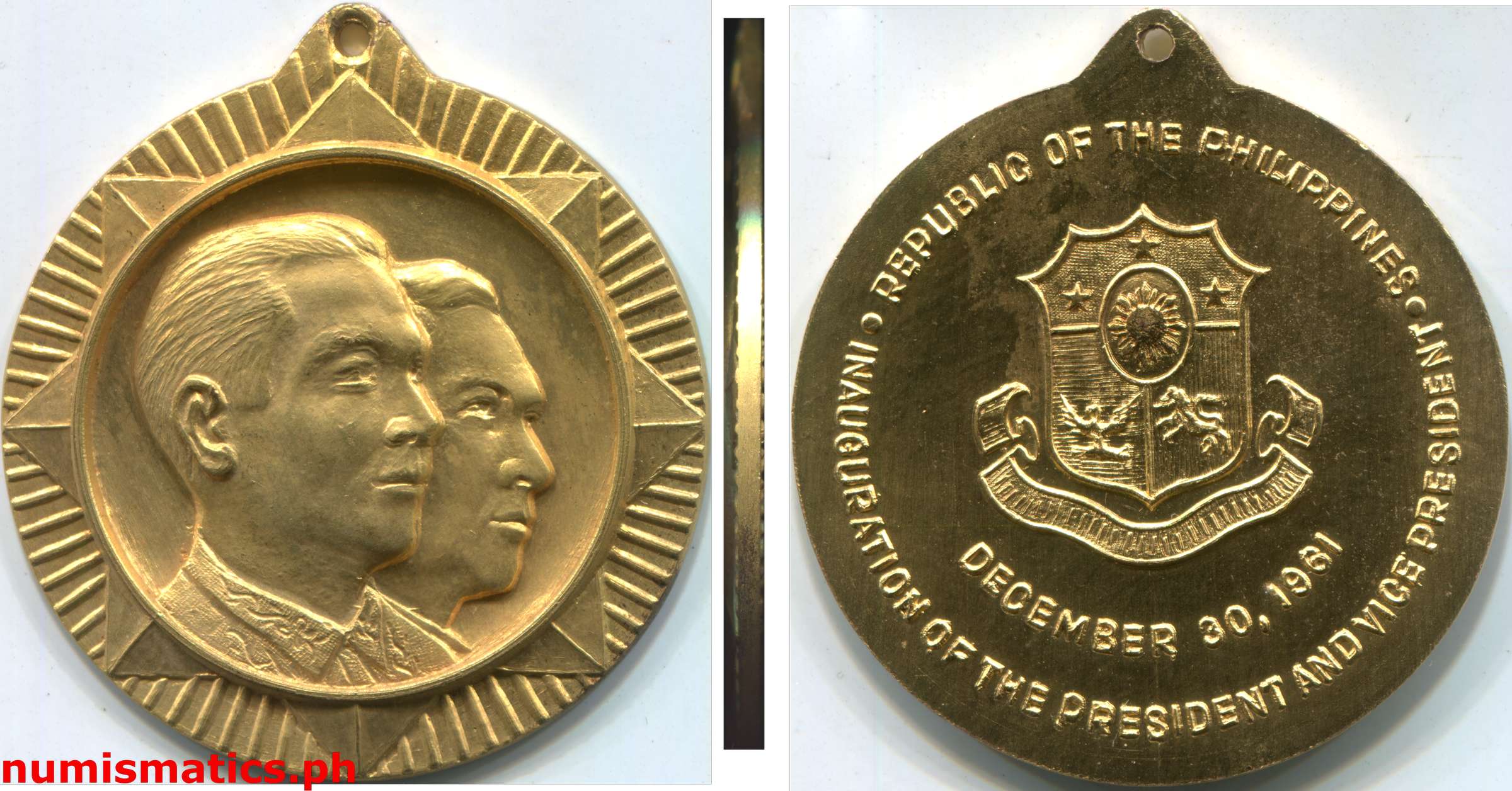 1961 President Macapagal and Vice President Pelaez Inauguration G.C. Valdez Medal