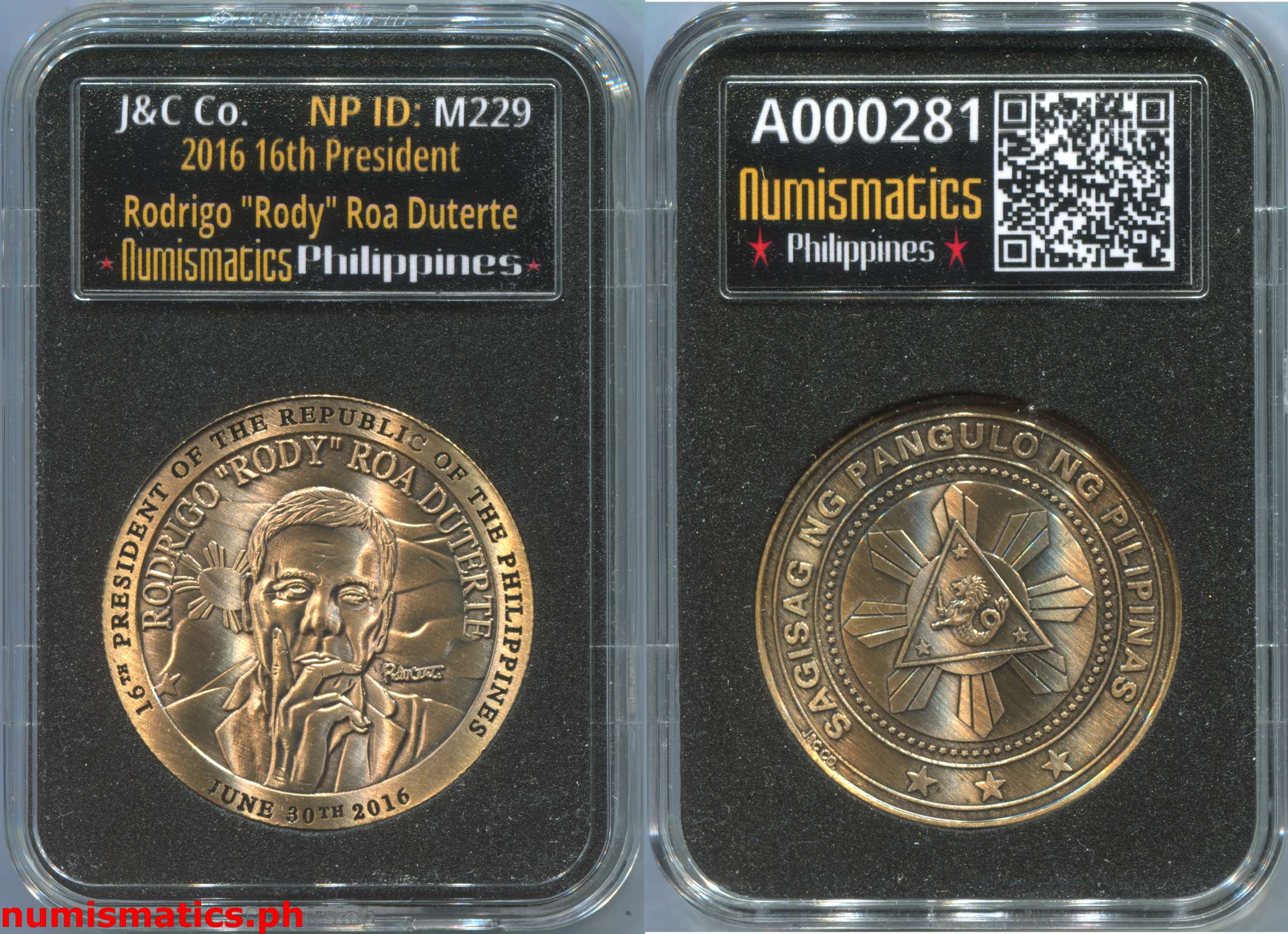 2016 16th President Rodrigo Rody Roa Duterte Medal A000281 Capsule