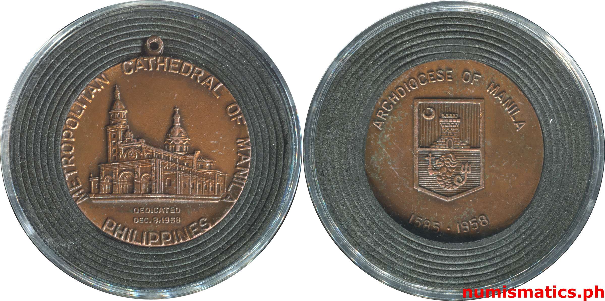 1958 Metropolitan Cathedral of Manila Philippines Medal A000195 Capsule