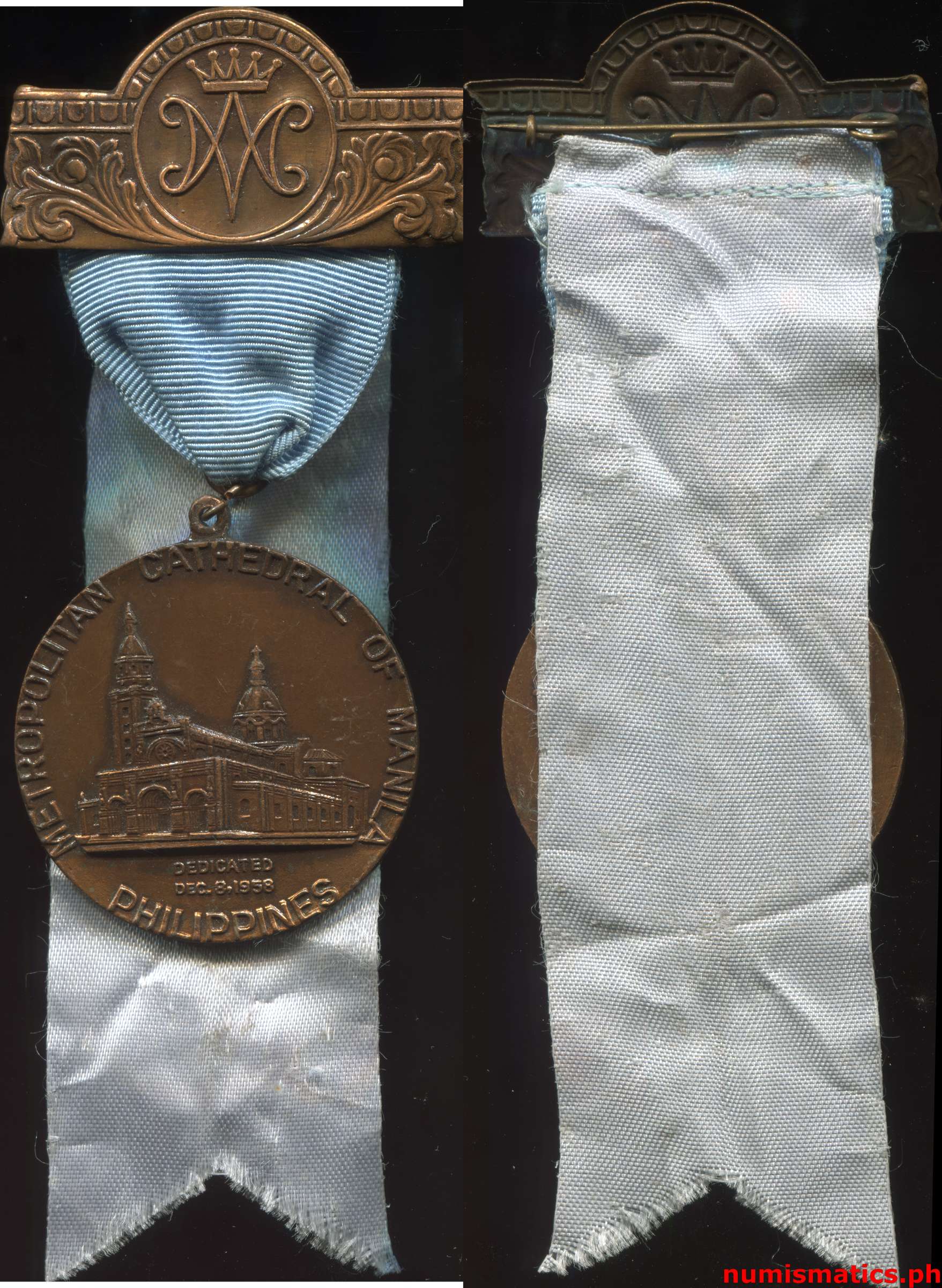 1958 Metropolitan Cathedral of Manila Philippines Medal Ribbon