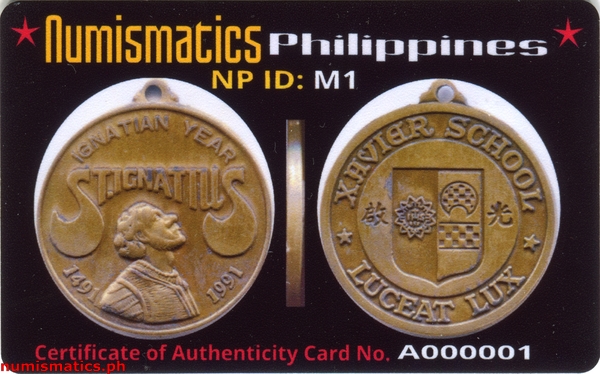 1991 St. Ignatius 500 Years Commemorative Medal A000001 Card Obverse