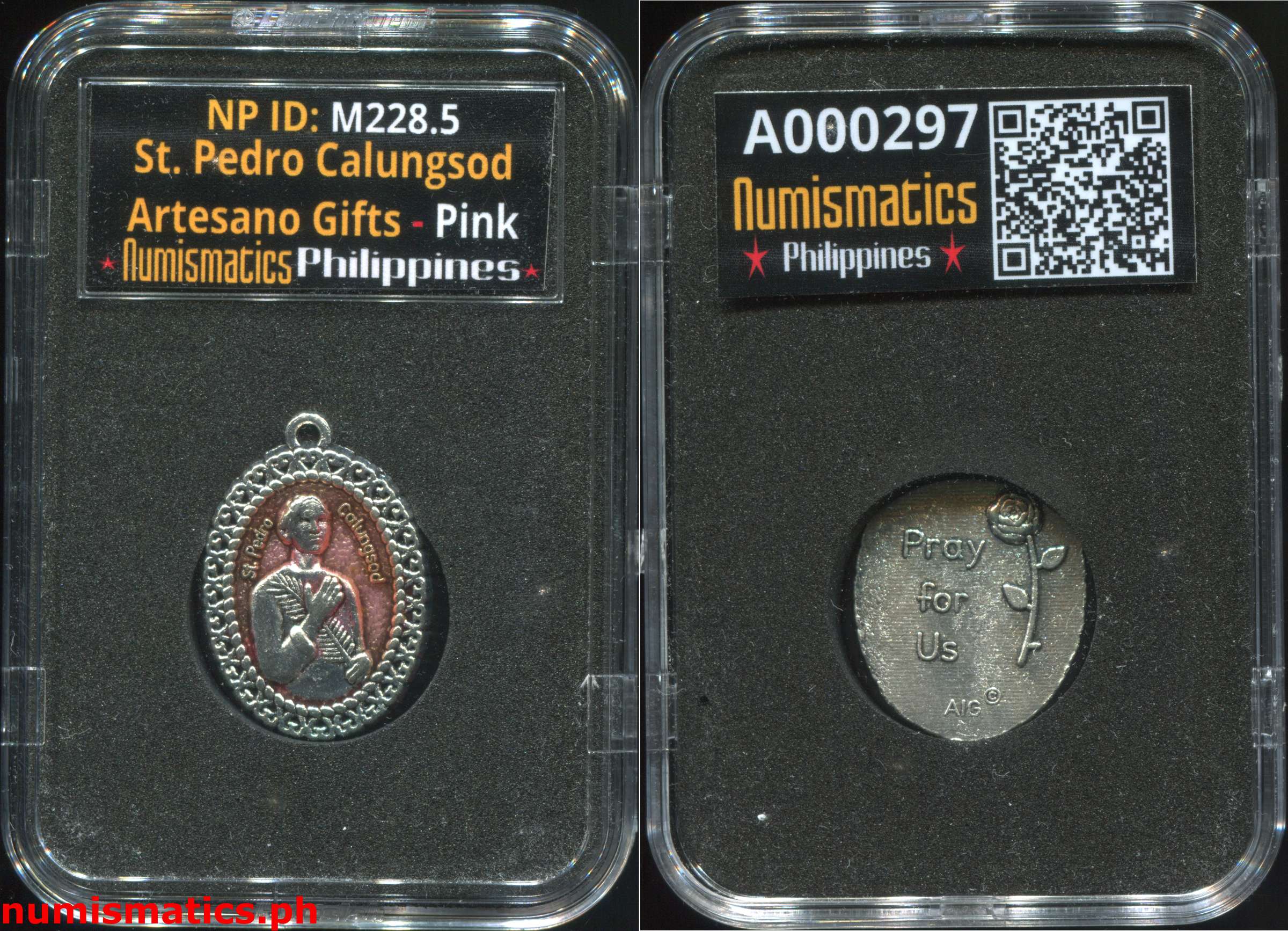 St. Pedro Calungsod - Artesano Gifts Medal Pink A000297 Slab