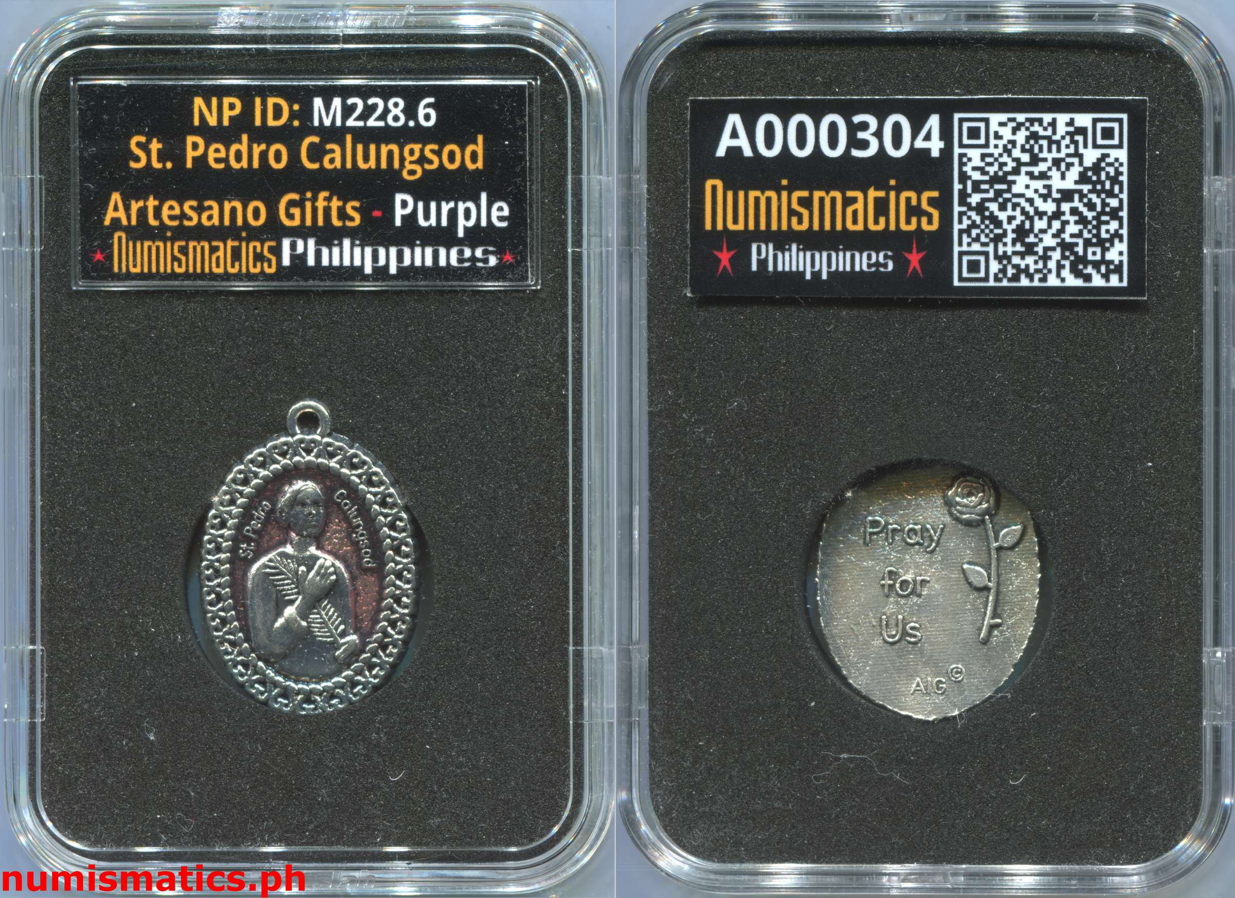 St. Pedro Calungsod - Artesano Gifts Medal Purple A000304 Slab