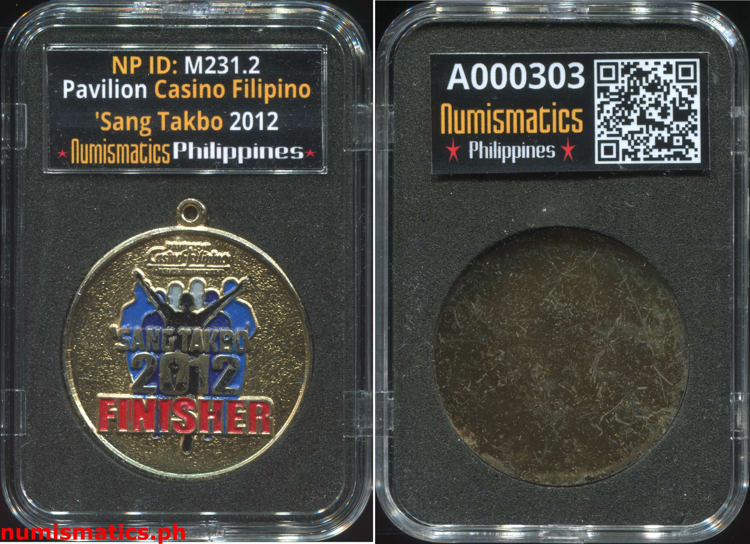 2012 Pavilion Casino Filipino 'Sang Takbo Finisher Medal A000303 Slab