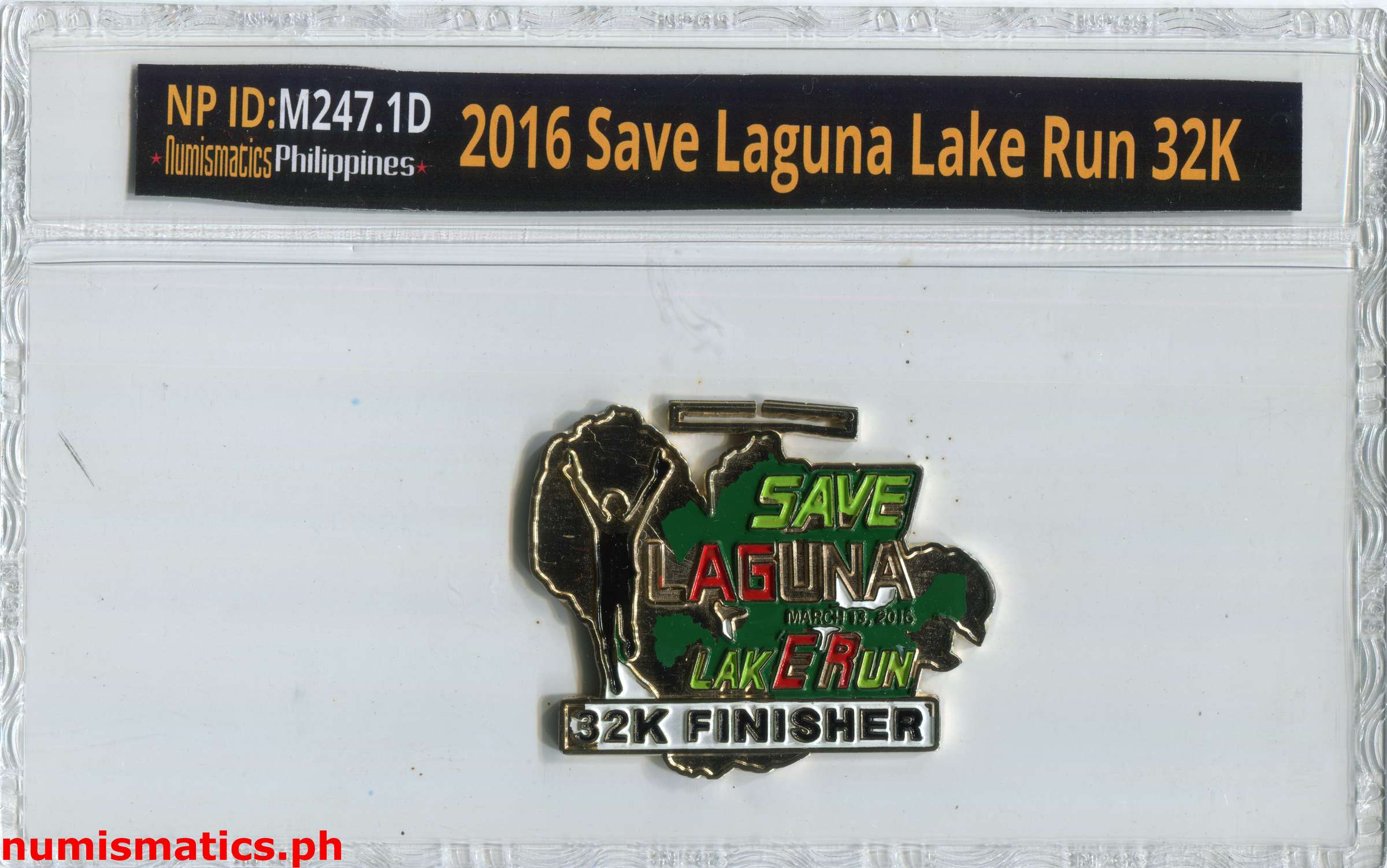 2016 Save Laguna Lake Run 32K Finisher Medal A000315 Slab Obverse