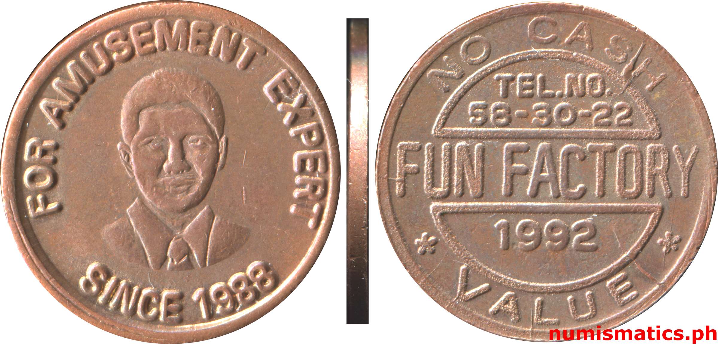 1992 Fun Factory Amusement Gaming Token Bronze