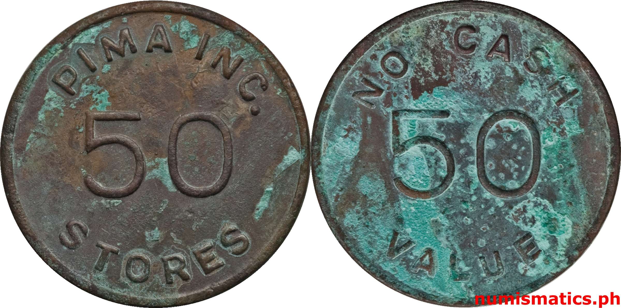 Late 1950's 50 Centavos Pima Inc. For Amusement Only Token