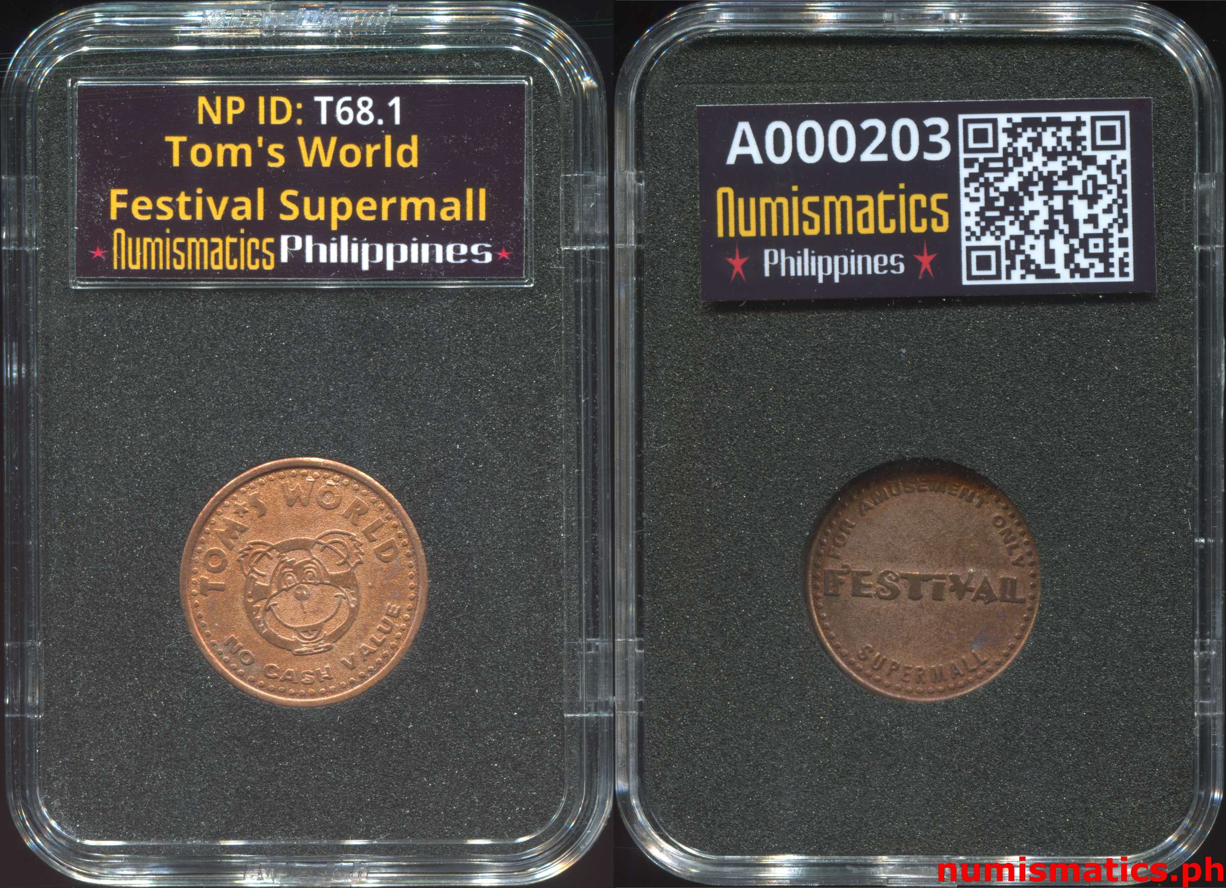 Tom's World Festival Arcade Gaming Token Brown A000203 Slab