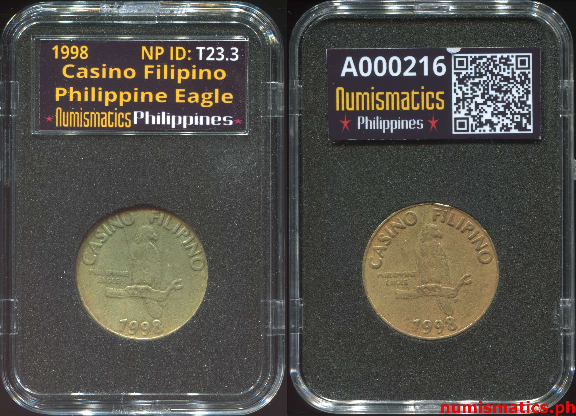 1998 Casino Filipino Philippine Eagle Token A000216 Slab