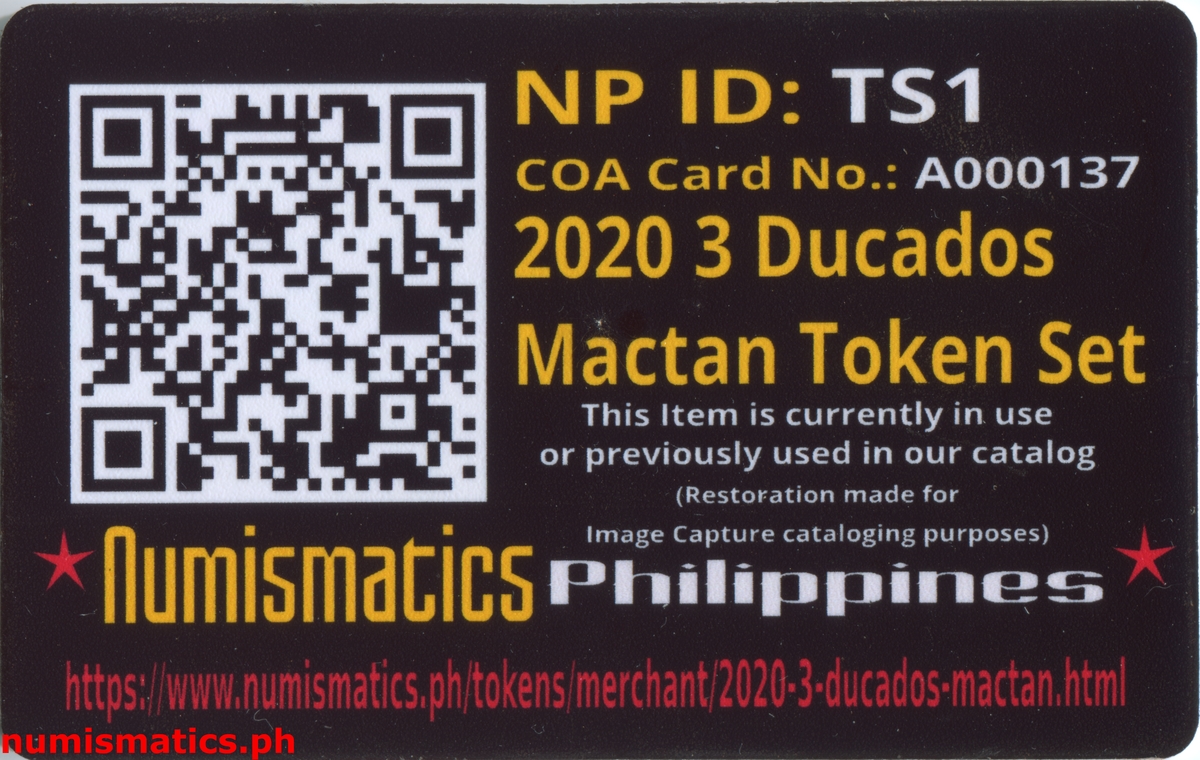 2020 3 Ducados Mactan Blister Pack Fantasy Token A000137 COA Card Reverse