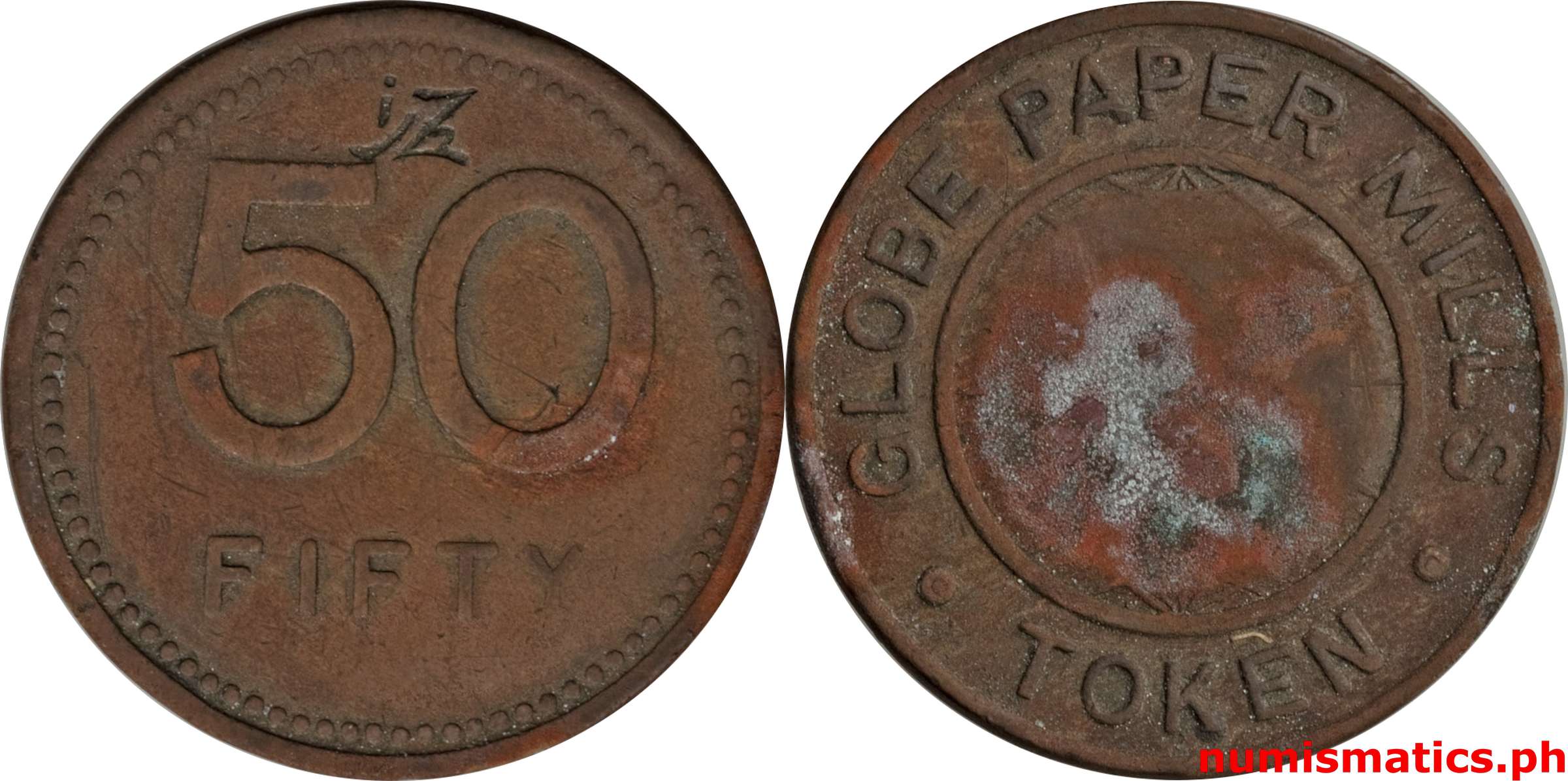 50 Centavos 1960's Globe Paper Mills Token