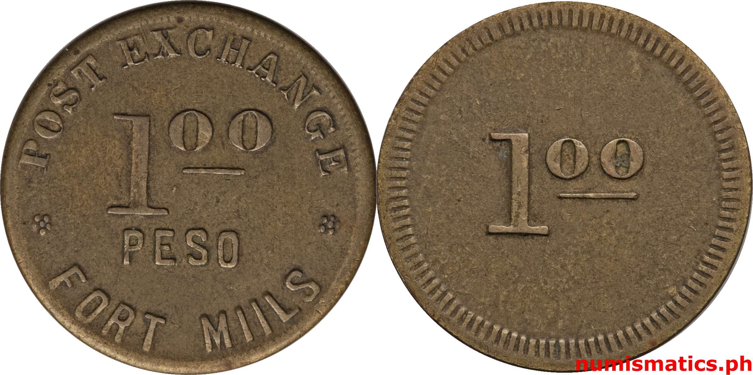 1940's 1 Peso Post Exchange Fort Mills Token Lined