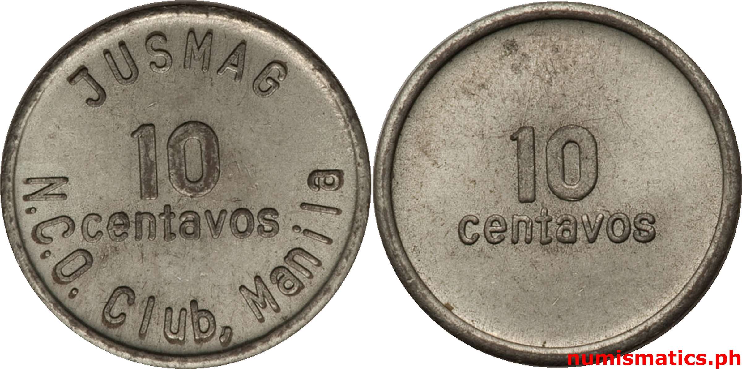 10 Centavos Early 1950’s JUSMAG NCO Club Manila