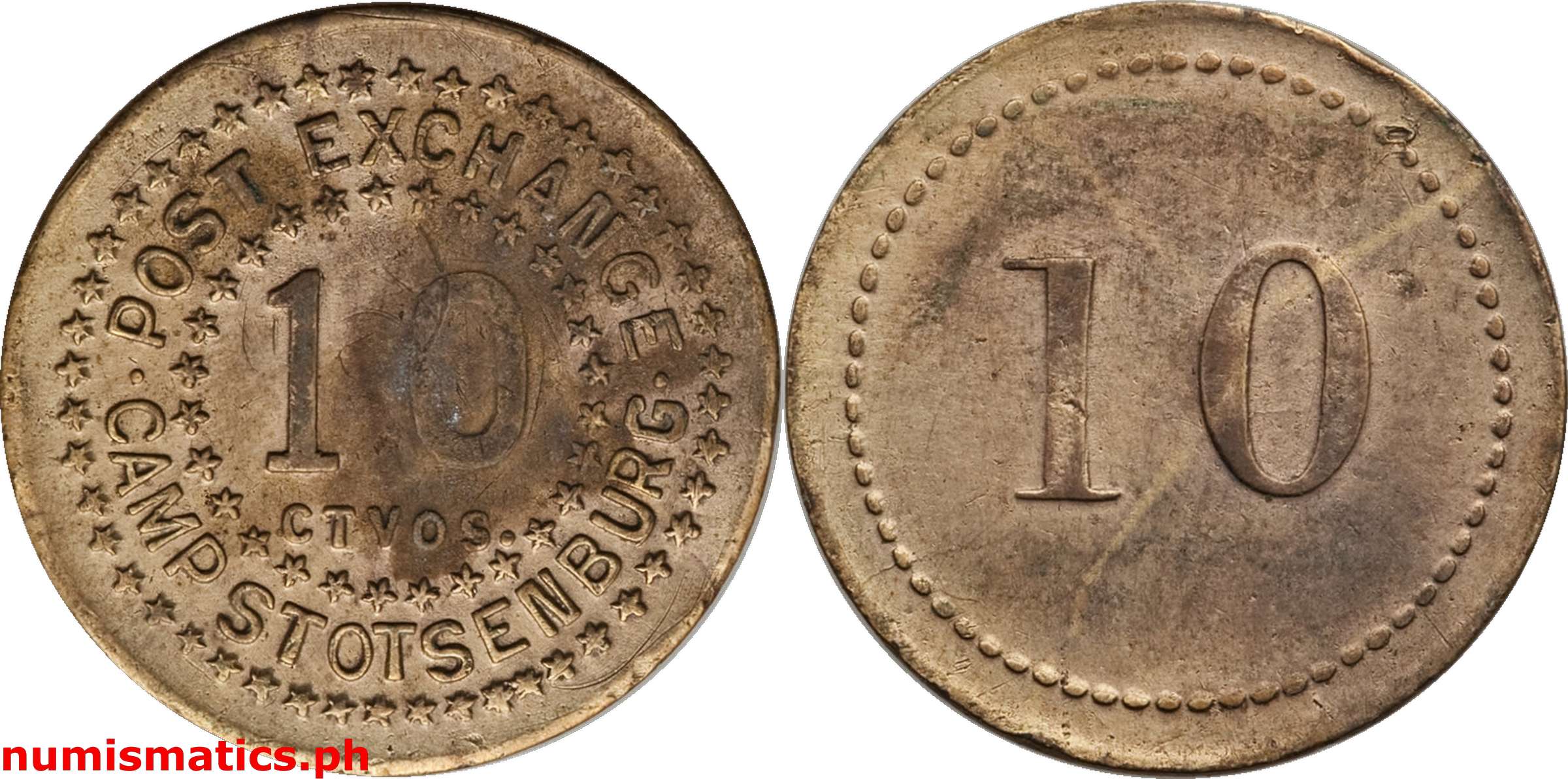 1930's 10 Centavos Camp Stotsenburg Post Exchange Military Token