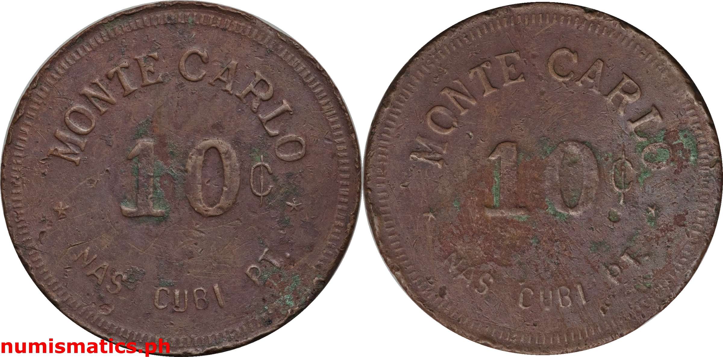 10 Centavos Mid 1950’s Monte Carlo NAS Cubi Pt. Military Token