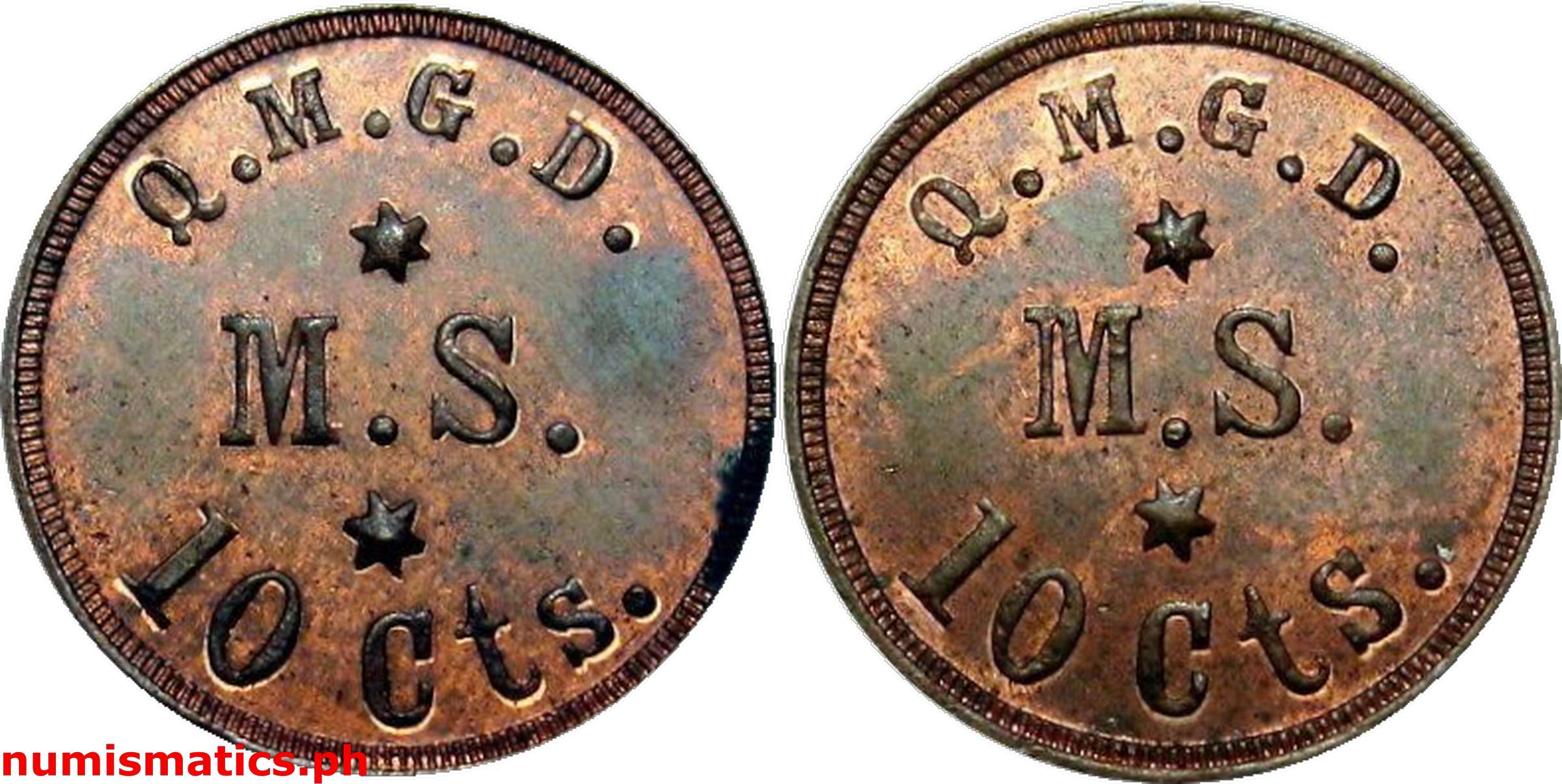 10 Centavos Q.M.G.D. Medical Supply Military Token