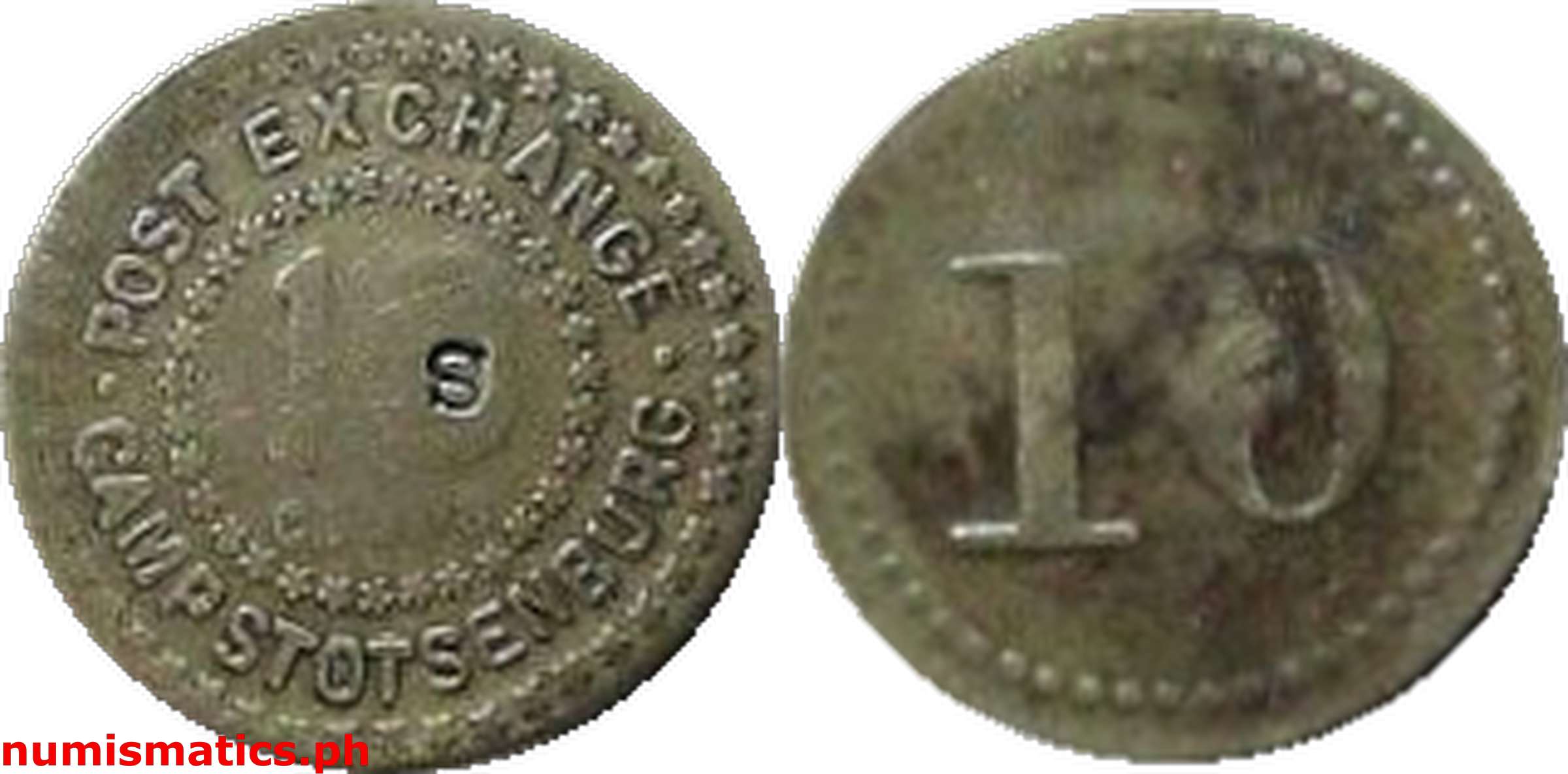 1930's 10 Centavos S Camp Stotsenburg Post Exchange Military Token