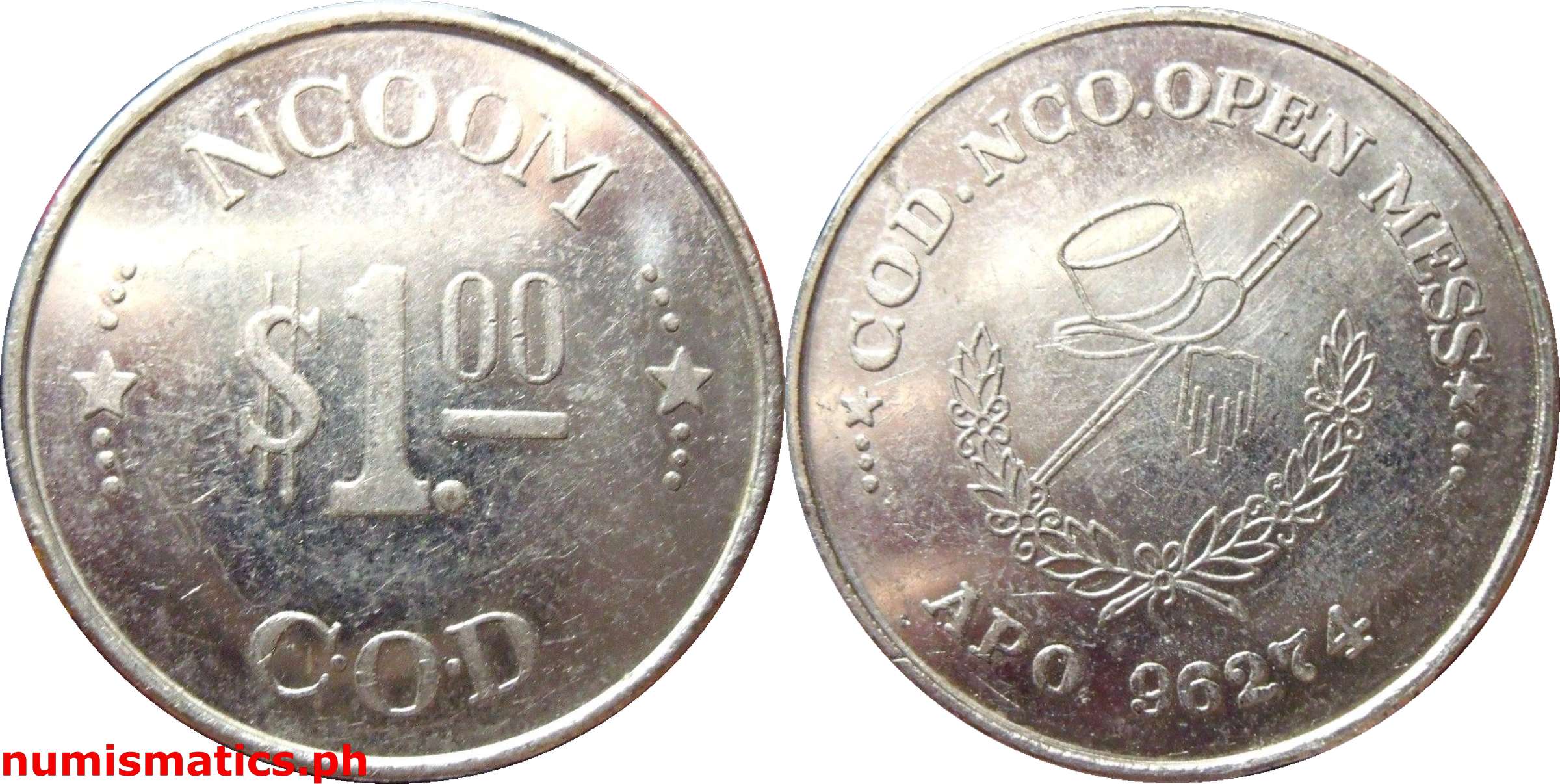 Late 1960’s 1 Dollar Top Hat COD NCOOM Token