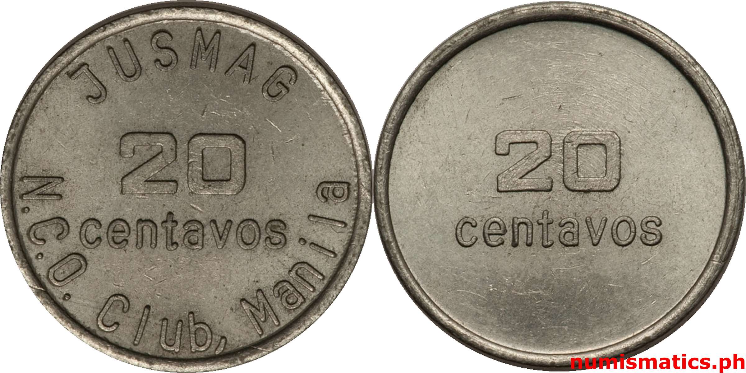 20 Centavos Early 1950’s JUSMAG NCO Club Manila