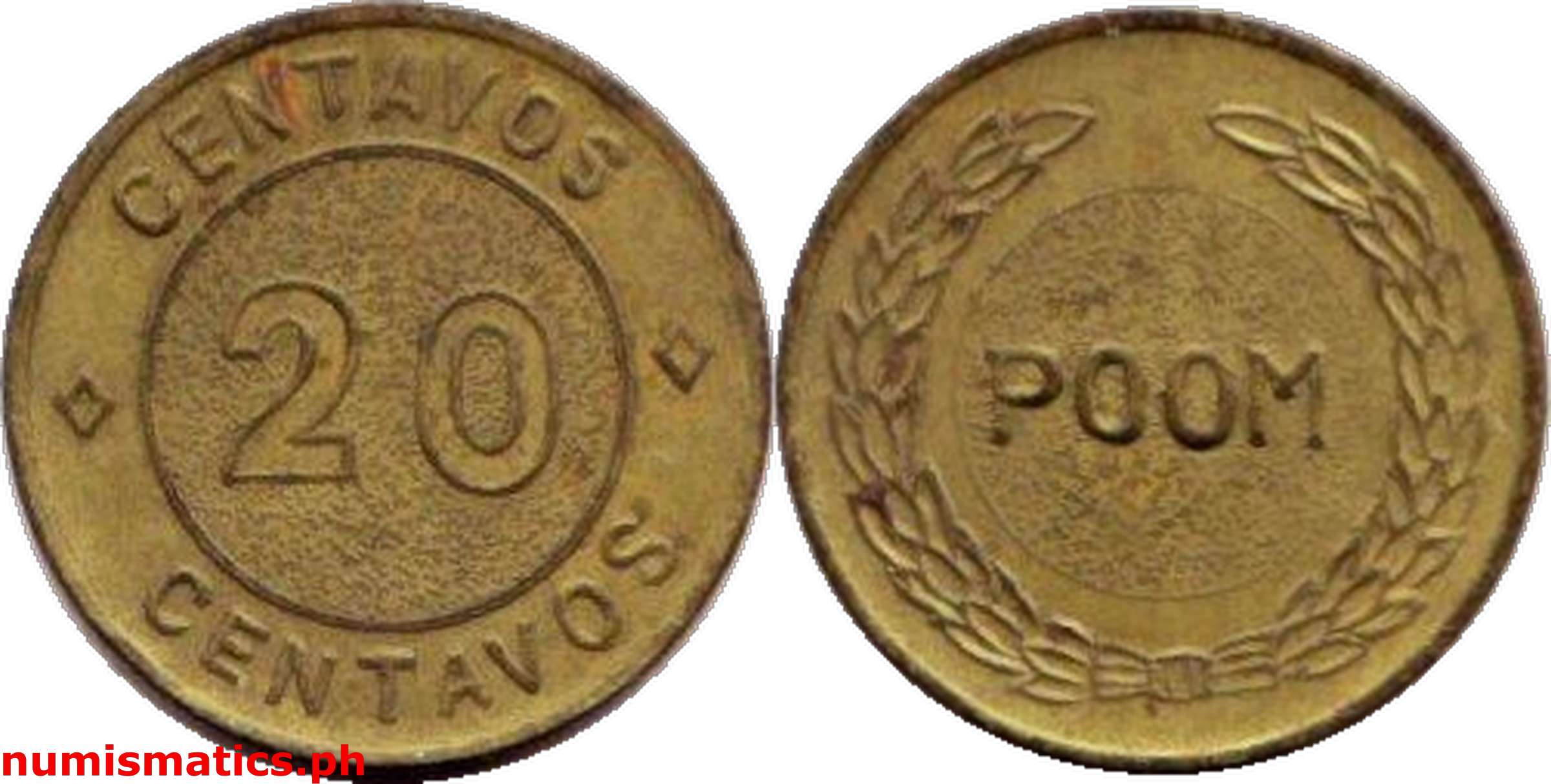 Early 1940’s 20 Centavos POOM Token