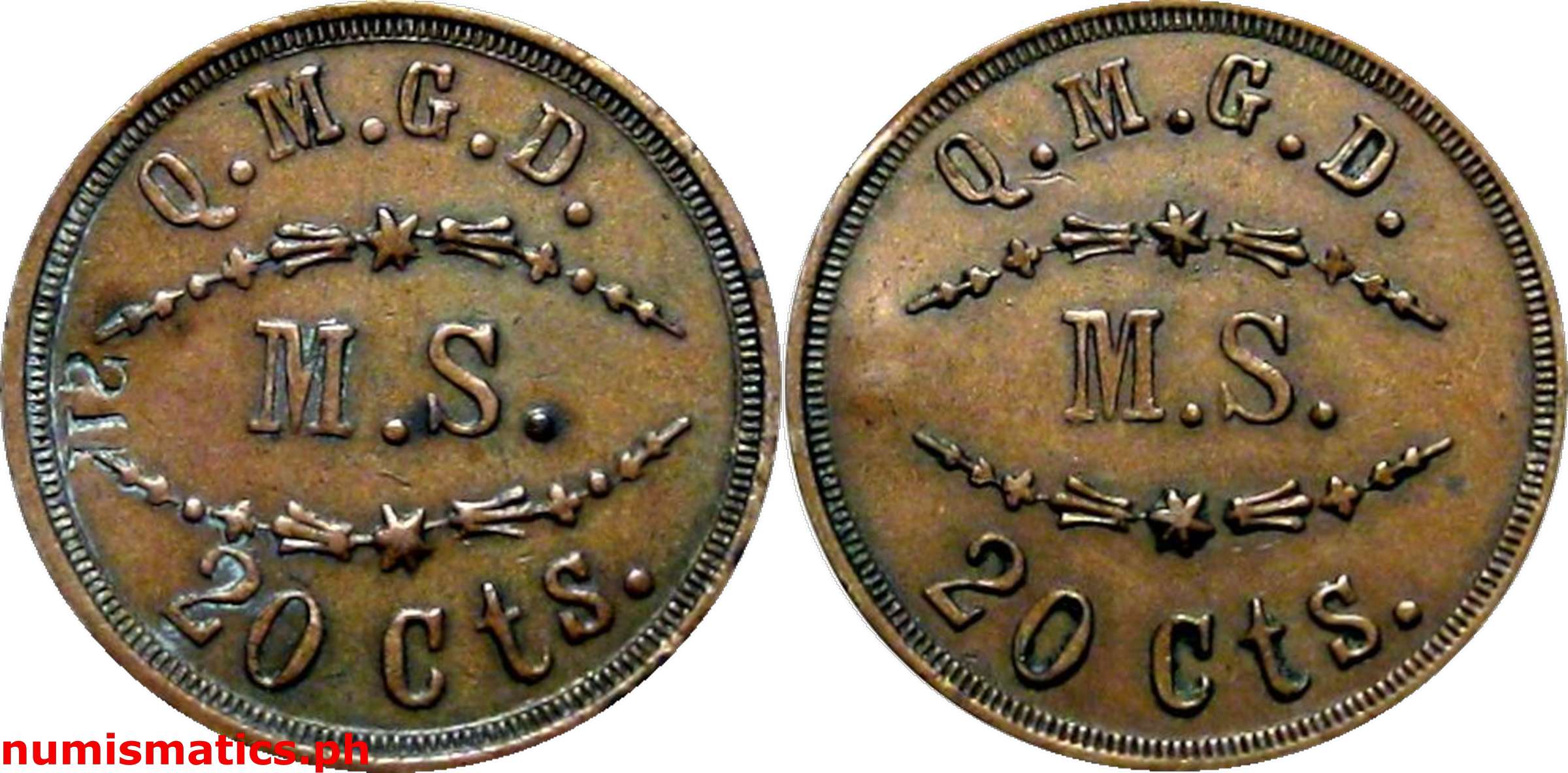 20 Centavos US Q.M.G.D. Medical Supply Military Token