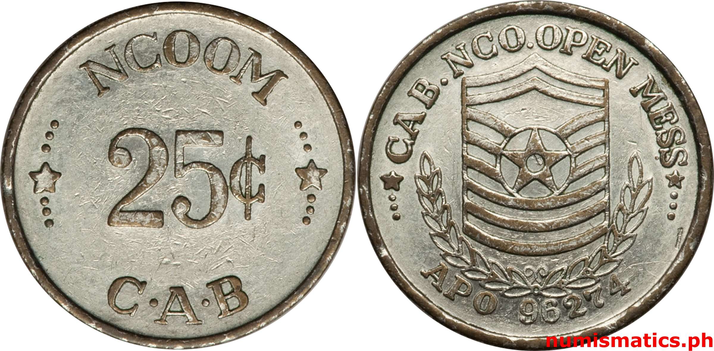 Late 1960’s 25 Centavos CAB NCOOM Token